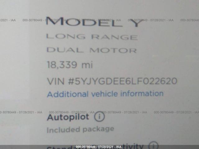 Photo 6 VIN: 5YJYGDEE6LF022620 - TESLA MODEL Y 