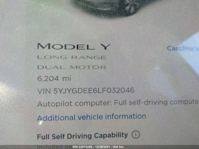 Photo 6 VIN: 5YJYGDEE6LF032046 - TESLA MODEL Y 