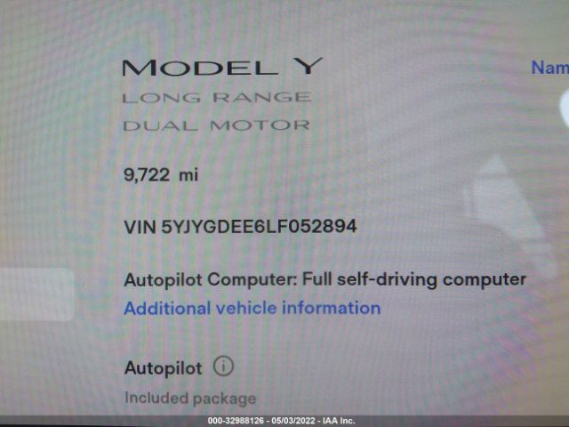 Photo 6 VIN: 5YJYGDEE6LF052894 - TESLA MODEL Y 