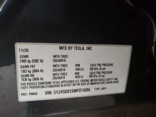 Photo 9 VIN: 5YJYGDEE6MF074086 - TESLA MODEL Y 