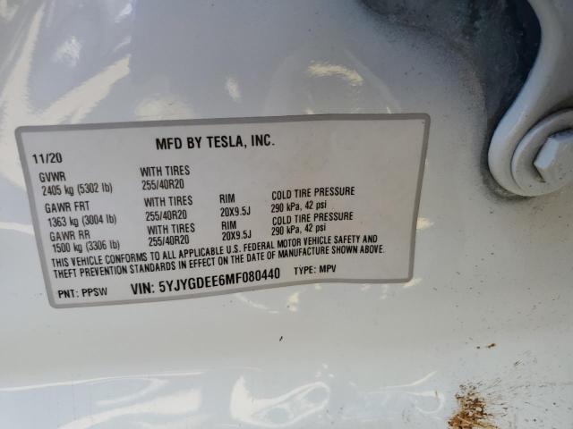 Photo 12 VIN: 5YJYGDEE6MF080440 - TESLA MODEL Y 