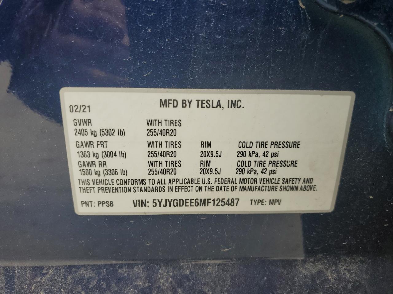 Photo 11 VIN: 5YJYGDEE6MF125487 - TESLA MODEL Y 