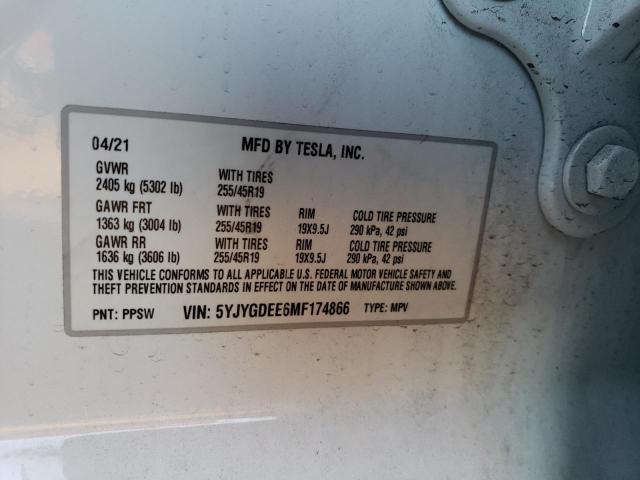 Photo 11 VIN: 5YJYGDEE6MF174866 - TESLA MODEL Y 