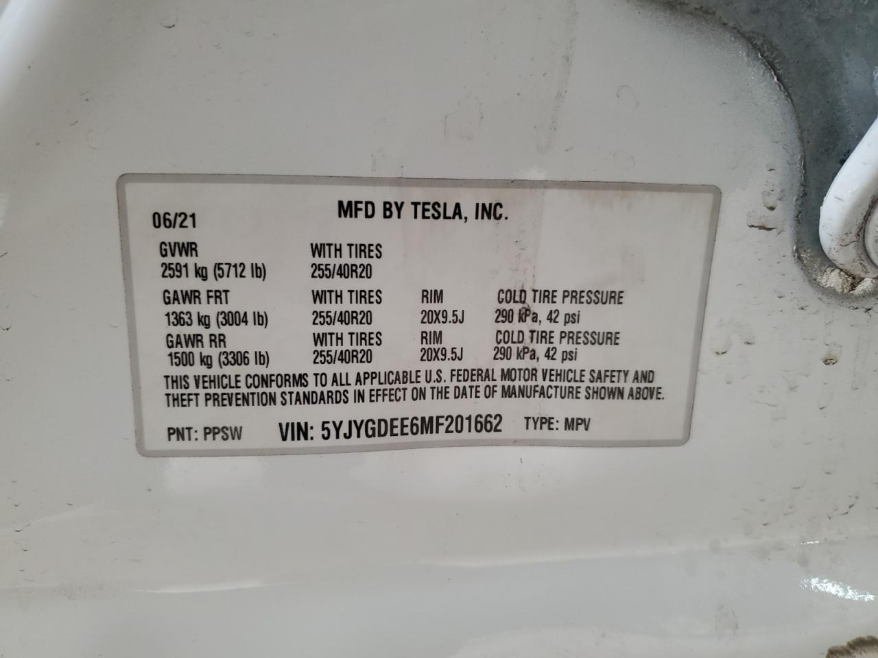 Photo 11 VIN: 5YJYGDEE6MF201662 - TESLA MODEL Y 