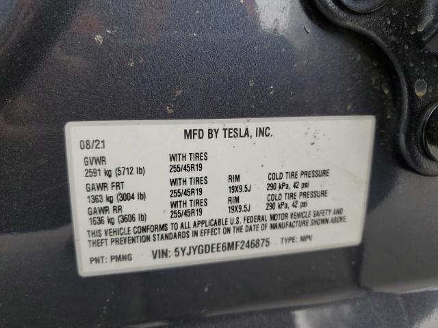 Photo 12 VIN: 5YJYGDEE6MF246875 - TESLA MODEL Y 