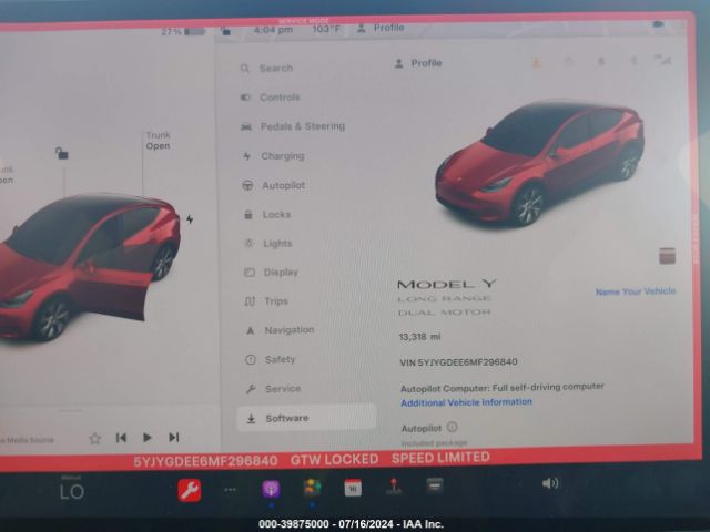 Photo 6 VIN: 5YJYGDEE6MF296840 - TESLA MODEL Y 