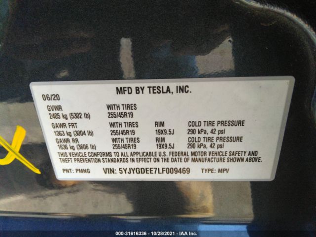 Photo 8 VIN: 5YJYGDEE7LF009469 - TESLA MODEL Y 