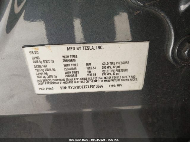 Photo 8 VIN: 5YJYGDEE7LF013697 - TESLA MODEL Y 