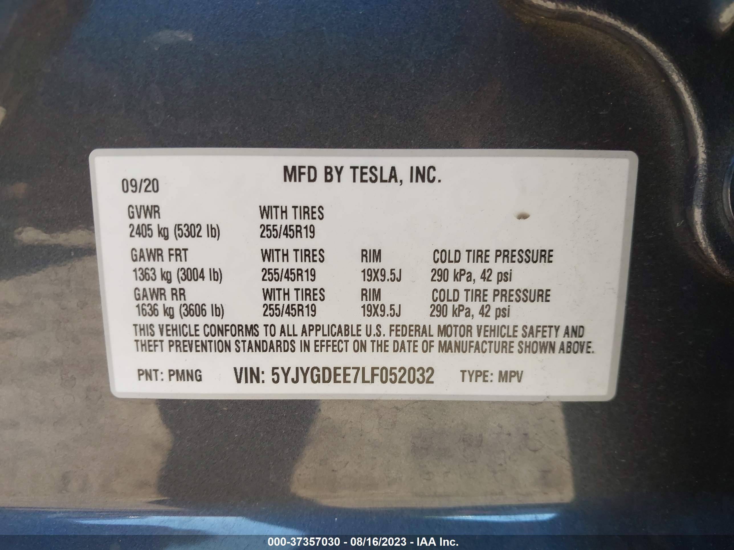 Photo 8 VIN: 5YJYGDEE7LF052032 - TESLA MODEL Y 