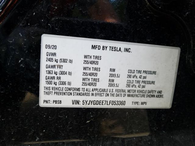 Photo 9 VIN: 5YJYGDEE7LF053360 - TESLA MODEL Y 