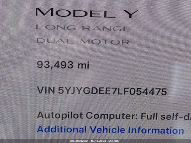 Photo 6 VIN: 5YJYGDEE7LF054475 - TESLA MODEL Y 