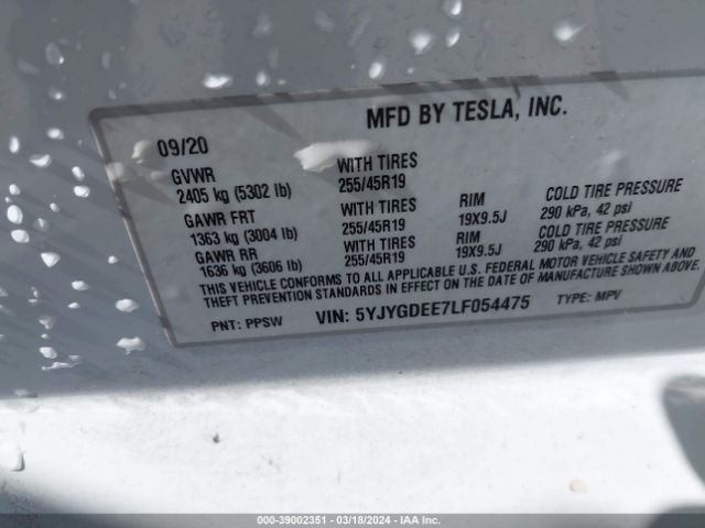 Photo 8 VIN: 5YJYGDEE7LF054475 - TESLA MODEL Y 