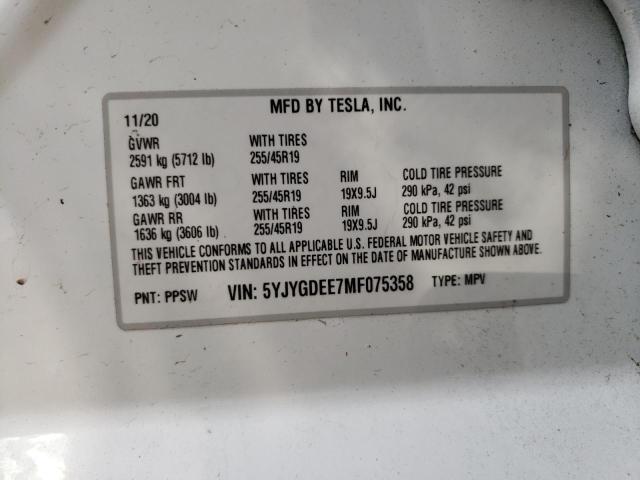 Photo 11 VIN: 5YJYGDEE7MF075358 - TESLA MODEL Y 