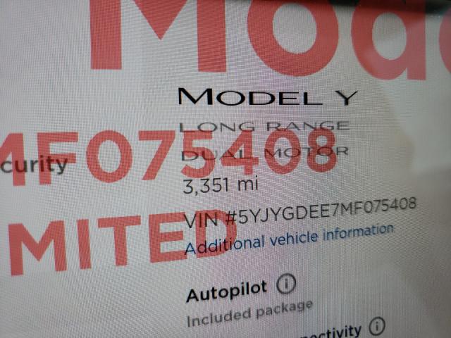 Photo 7 VIN: 5YJYGDEE7MF075408 - TESLA MODEL Y 