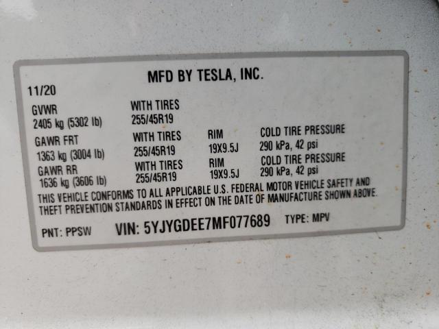 Photo 13 VIN: 5YJYGDEE7MF077689 - TESLA MODEL Y 