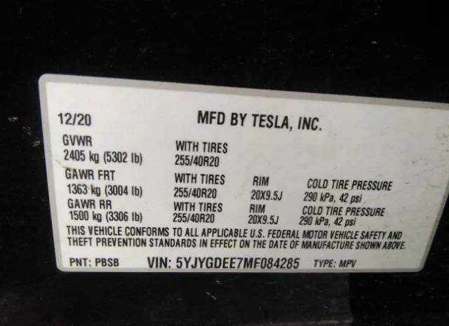 Photo 8 VIN: 5YJYGDEE7MF084285 - TESLA MODEL Y 