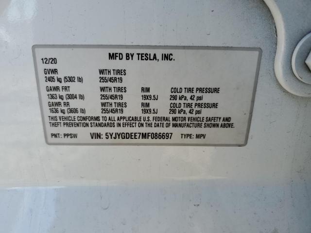 Photo 12 VIN: 5YJYGDEE7MF086697 - TESLA MODEL Y 