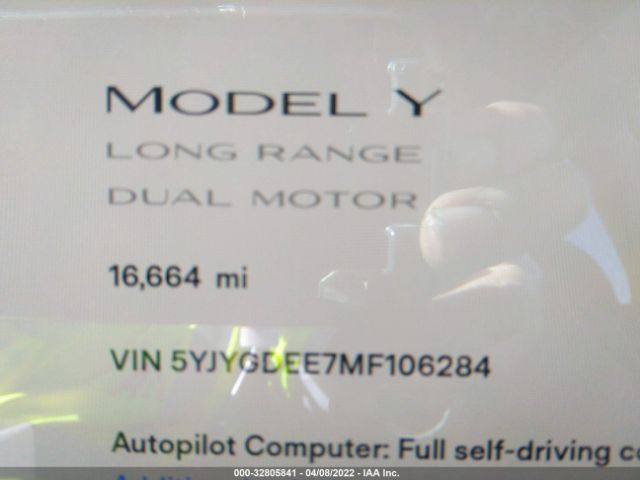 Photo 6 VIN: 5YJYGDEE7MF106284 - TESLA MODEL Y 