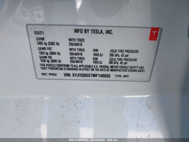 Photo 8 VIN: 5YJYGDEE7MF146056 - TESLA MODEL Y 