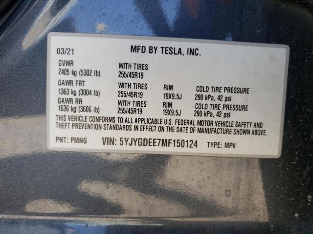 Photo 11 VIN: 5YJYGDEE7MF150124 - TESLA MODEL Y 