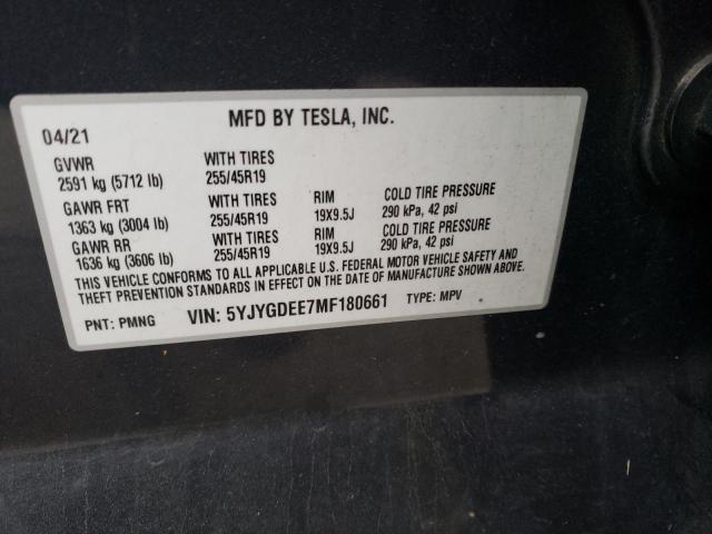 Photo 13 VIN: 5YJYGDEE7MF180661 - TESLA MODEL Y 