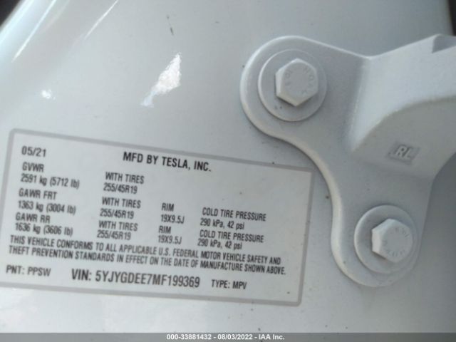 Photo 8 VIN: 5YJYGDEE7MF199369 - TESLA MODEL Y 