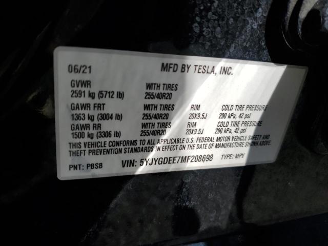 Photo 12 VIN: 5YJYGDEE7MF208698 - TESLA MODEL Y 