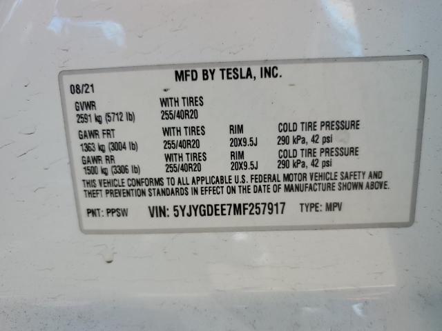 Photo 13 VIN: 5YJYGDEE7MF257917 - TESLA MODEL Y 