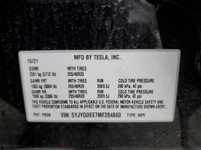 Photo 13 VIN: 5YJYGDEE7MF284860 - TESLA MODEL Y 