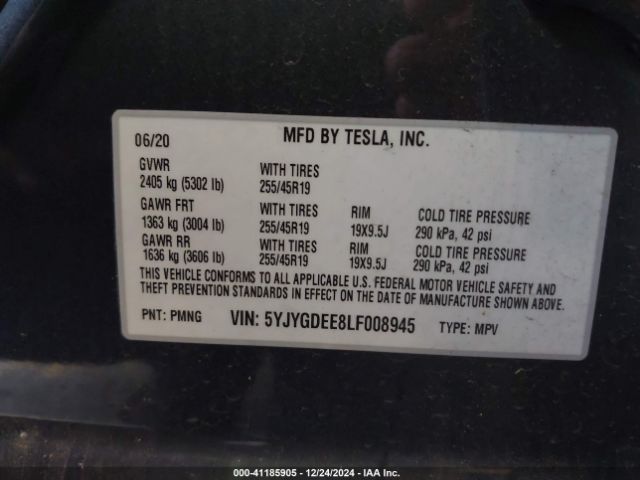 Photo 8 VIN: 5YJYGDEE8LF008945 - TESLA MODEL Y 