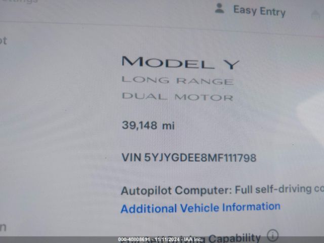 Photo 6 VIN: 5YJYGDEE8MF111798 - TESLA MODEL Y 