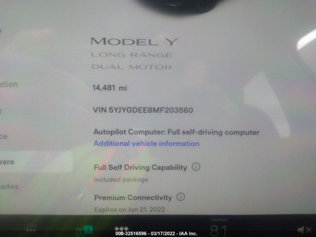 Photo 6 VIN: 5YJYGDEE8MF203560 - TESLA MODEL Y 