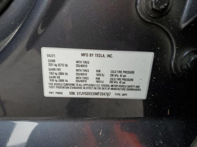 Photo 11 VIN: 5YJYGDEE8MF204787 - TESLA MODEL Y 