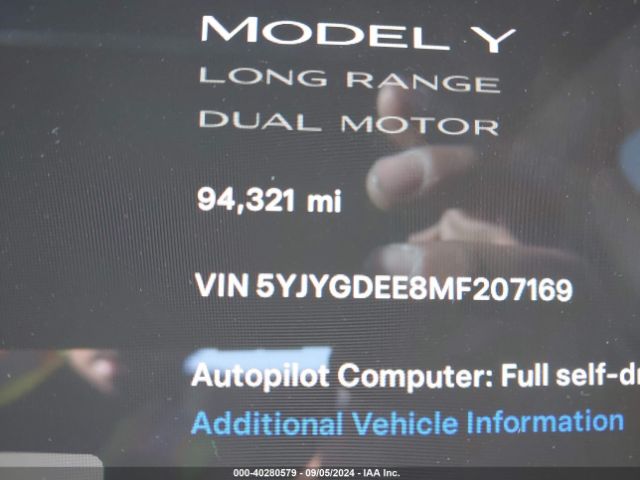 Photo 6 VIN: 5YJYGDEE8MF207169 - TESLA MODEL Y 