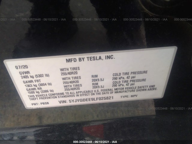 Photo 8 VIN: 5YJYGDEE9LF025821 - TESLA MODEL Y 