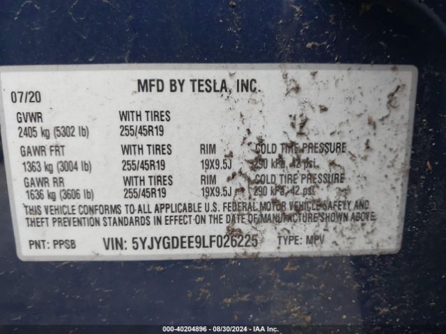 Photo 8 VIN: 5YJYGDEE9LF026225 - TESLA MODEL Y 