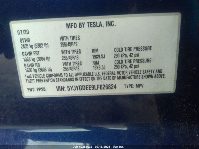 Photo 8 VIN: 5YJYGDEE9LF026824 - TESLA MODEL Y 