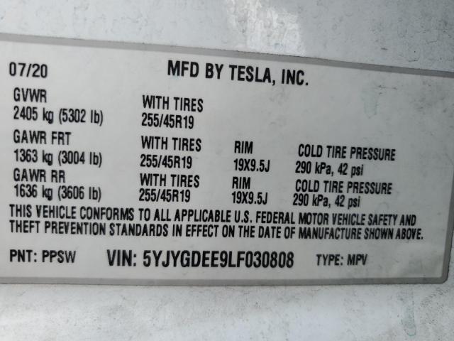 Photo 11 VIN: 5YJYGDEE9LF030808 - TESLA MODEL Y 