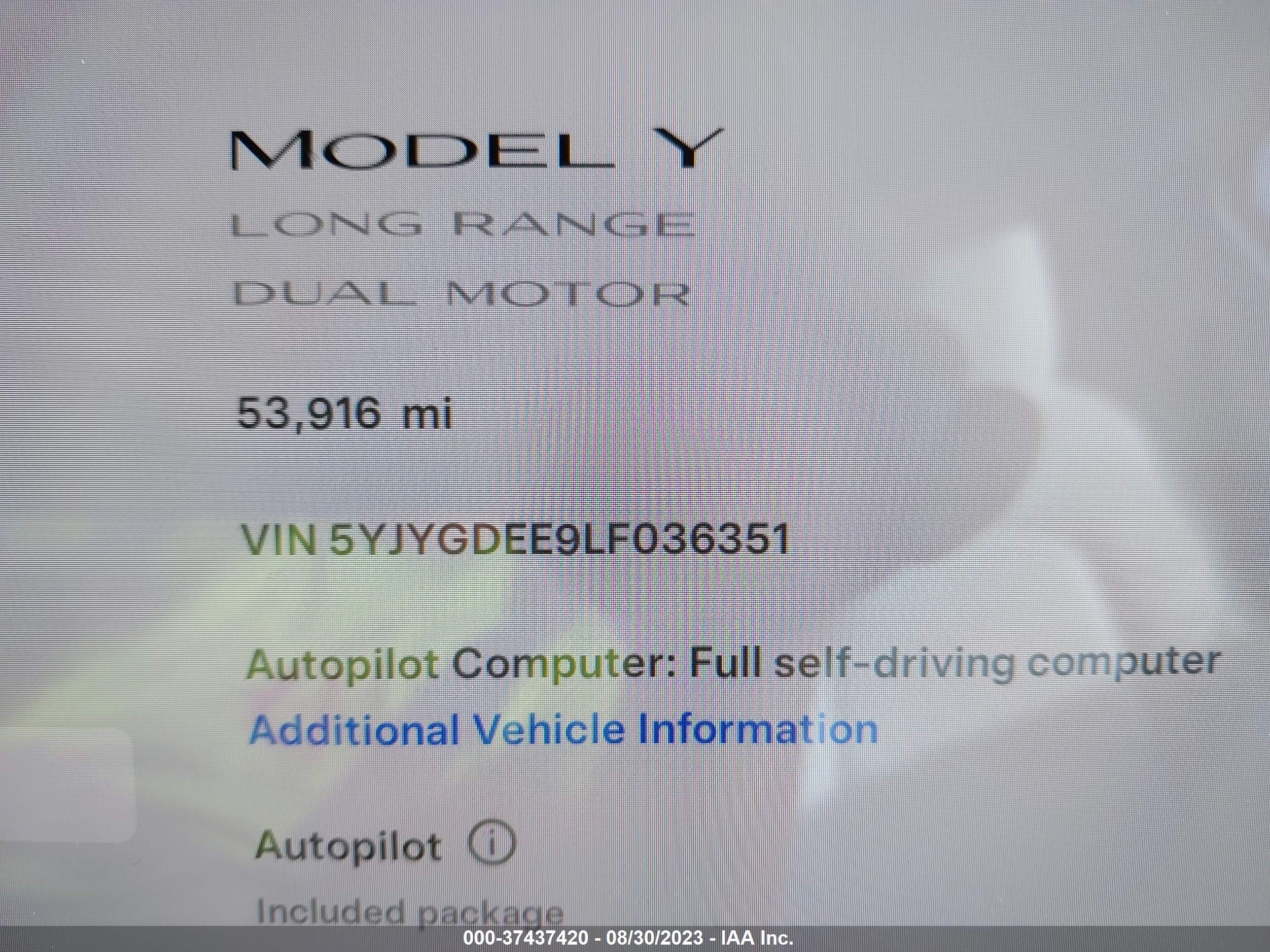 Photo 8 VIN: 5YJYGDEE9LF036351 - TESLA MODEL Y 