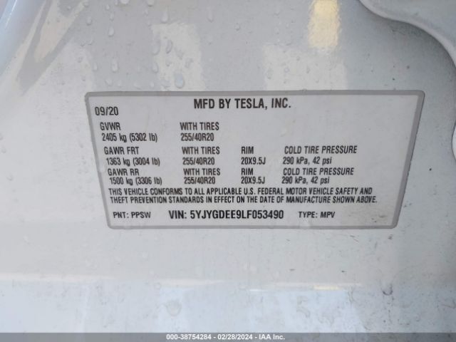 Photo 8 VIN: 5YJYGDEE9LF053490 - TESLA MODEL Y 