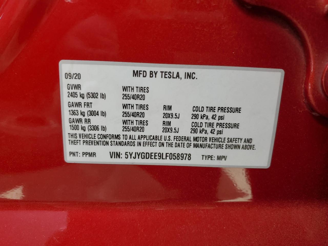 Photo 12 VIN: 5YJYGDEE9LF058978 - TESLA MODEL Y 