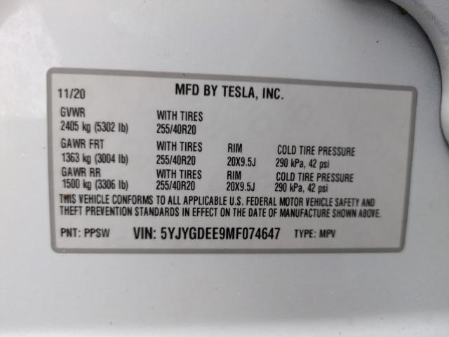 Photo 13 VIN: 5YJYGDEE9MF074647 - TESLA MODEL Y 