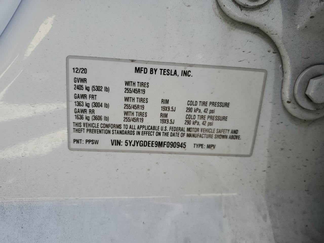 Photo 11 VIN: 5YJYGDEE9MF090945 - TESLA MODEL Y 