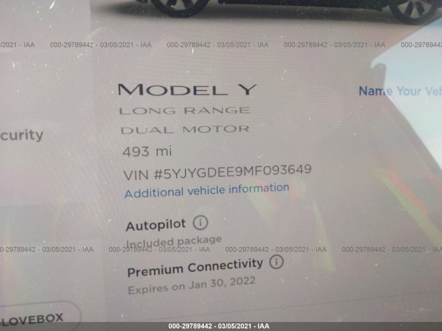 Photo 6 VIN: 5YJYGDEE9MF093649 - TESLA MODEL Y 