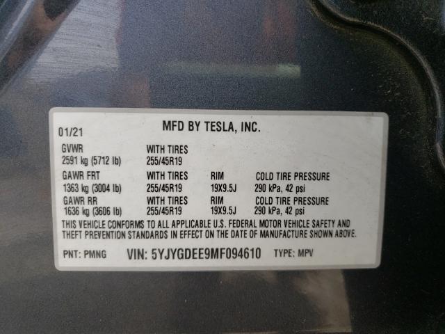 Photo 9 VIN: 5YJYGDEE9MF094610 - TESLA MODEL Y 