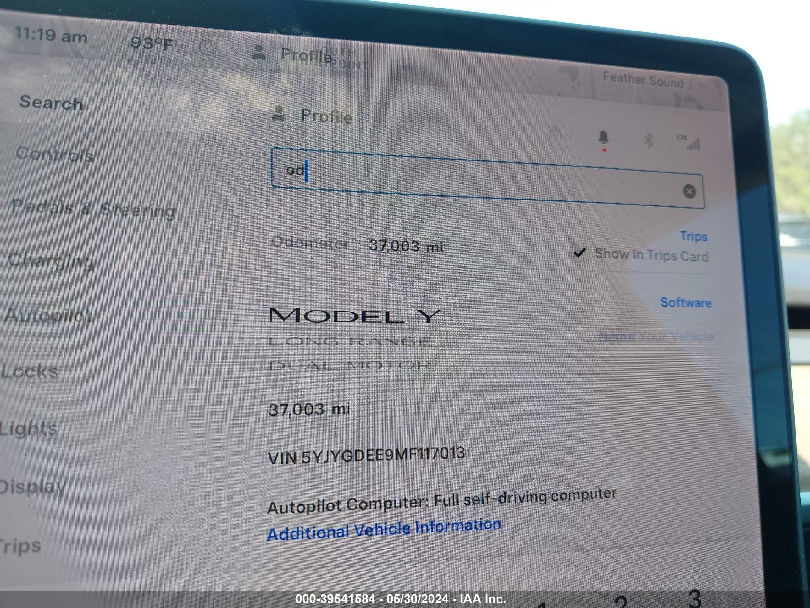 Photo 6 VIN: 5YJYGDEE9MF117013 - TESLA MODEL Y 