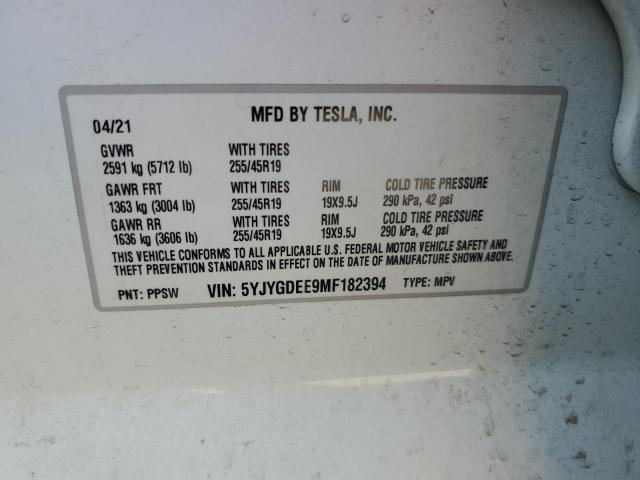 Photo 13 VIN: 5YJYGDEE9MF182394 - TESLA MODEL Y 