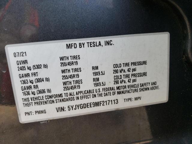 Photo 11 VIN: 5YJYGDEE9MF217113 - TESLA MODEL Y 