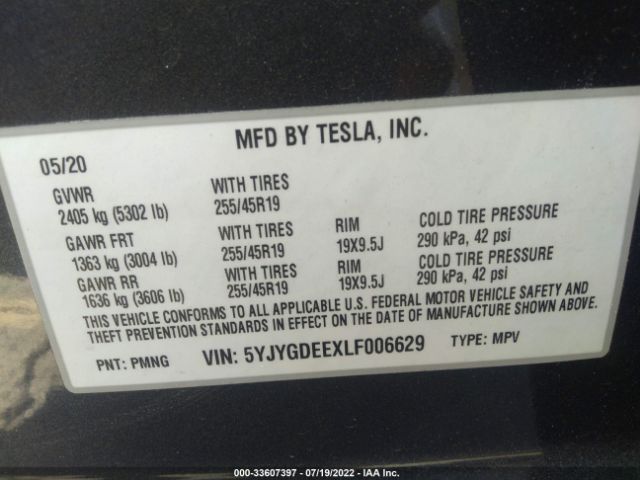 Photo 8 VIN: 5YJYGDEEXLF006629 - TESLA MODEL Y 