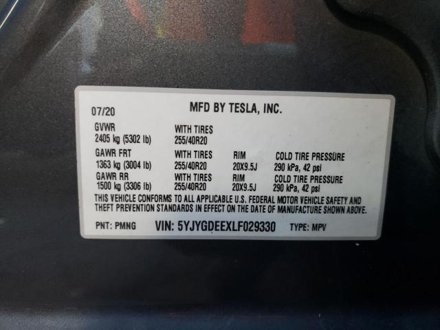 Photo 9 VIN: 5YJYGDEEXLF029330 - TESLA MODEL Y 